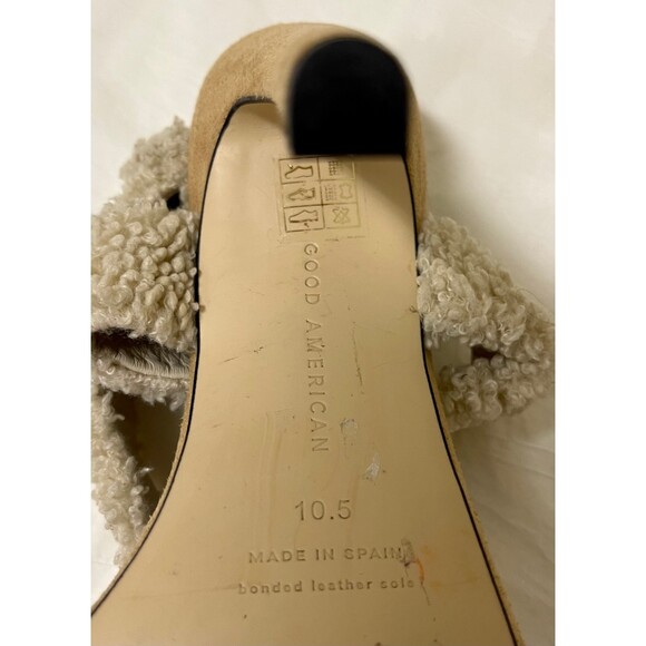 GOOD AMERICAN Faux Shearling Ankle Strap Sandals, Sz 10.5 - Picture 10 of 10